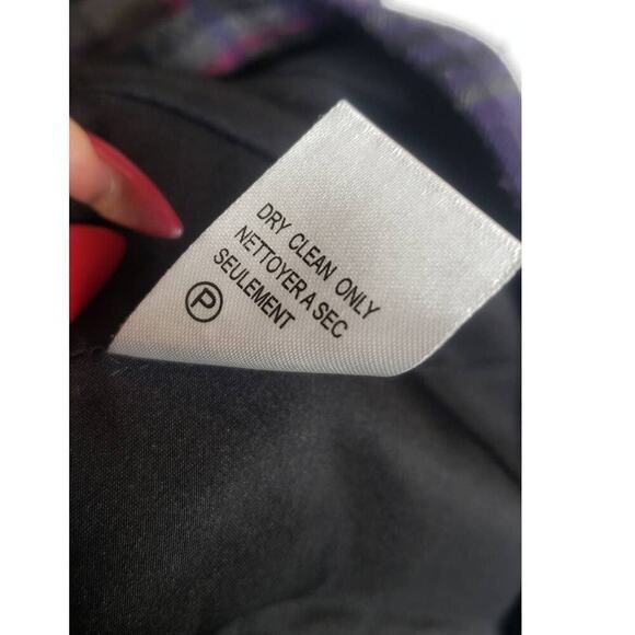 Conrad C Plaid Wool Blend Blazer 6 Ruffle Front Fall Pink Purple Gray Career - Picture 5 of 13